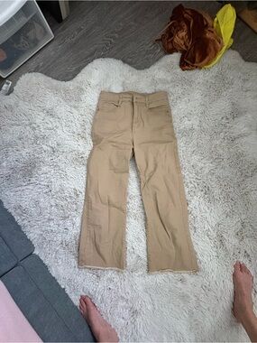 Beige Straight-Leg Jeans
